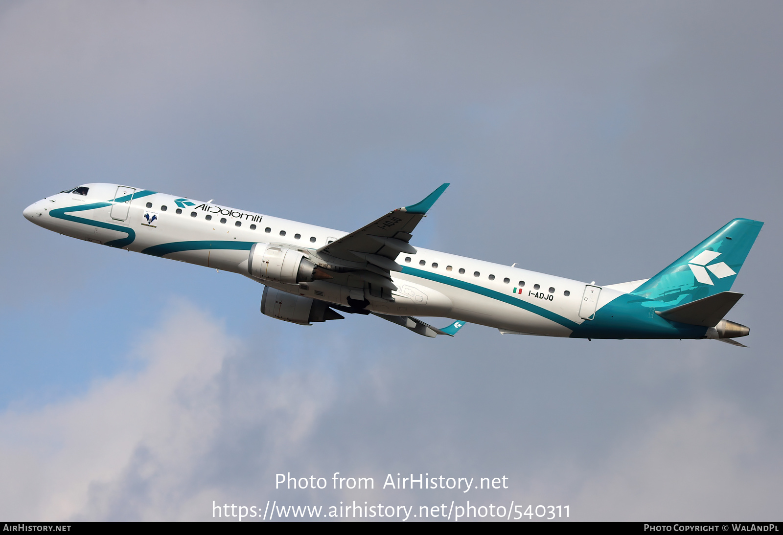 Aircraft Photo of I-ADJQ | Embraer 195LR (ERJ-190-200LR) | Air Dolomiti | AirHistory.net #540311