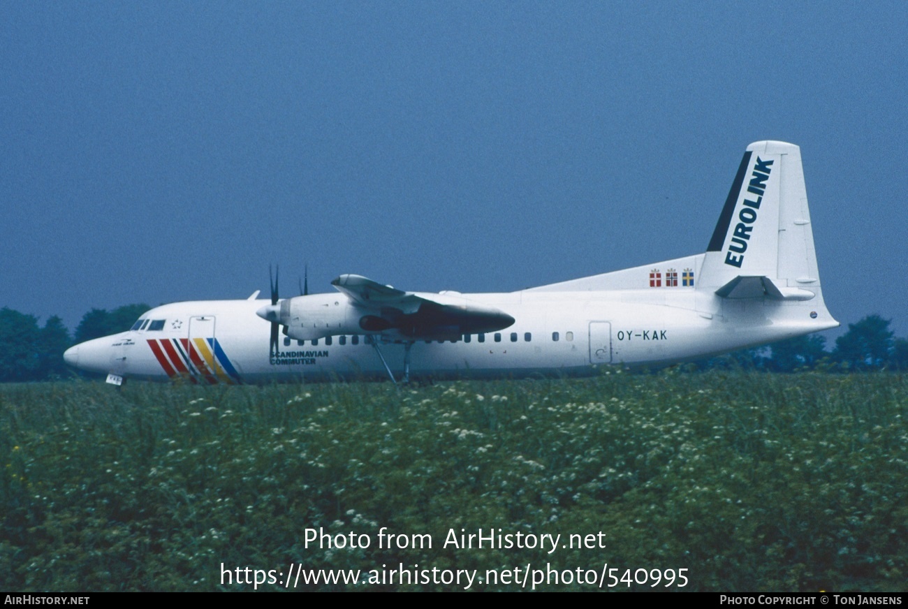 Aircraft Photo of OY-KAK | Fokker 50 | Scandinavian Commuter - Eurolink | AirHistory.net #540995