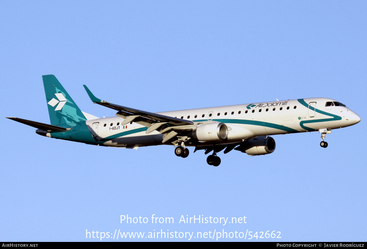 Aircraft Photo of I-ADJT | Embraer 195LR (ERJ-190-200LR) | Air Dolomiti | AirHistory.net #542662