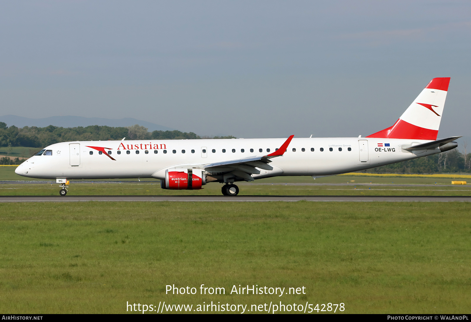 Aircraft Photo of OE-LWG | Embraer 195LR (ERJ-190-200LR) | Austrian Airlines | AirHistory.net #542878