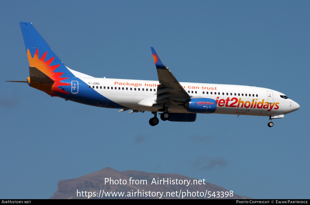 Aircraft Photo of G-JZBD | Boeing 737-800 | Jet2 Holidays | AirHistory.net #543398