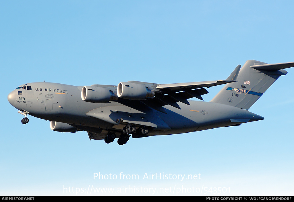 Aircraft Photo of 03-3119 / 33119 | Boeing C-17A Globemaster III | USA - Air Force | AirHistory.net #543501