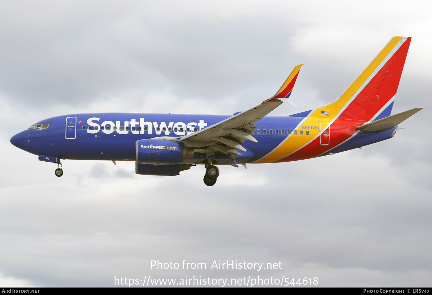 Aircraft Photo of N919WN | Boeing 737-7H4 | Southwest Airlines | AirHistory.net #544618