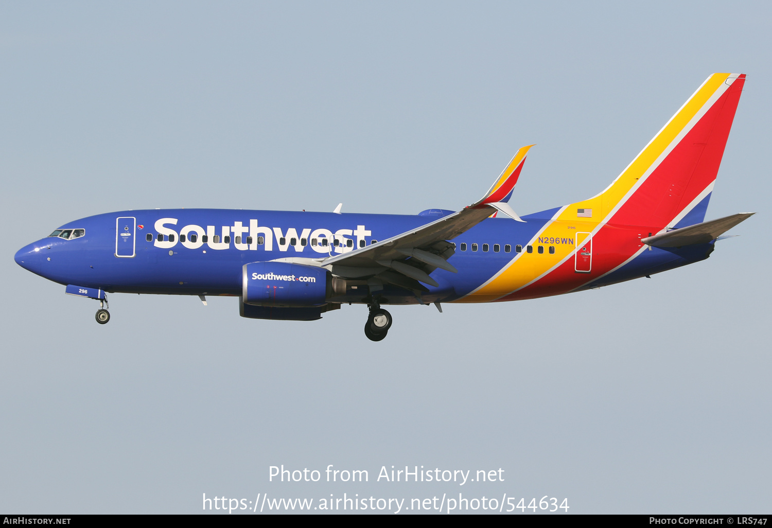 Aircraft Photo of N296WN | Boeing 737-7H4 | Southwest Airlines | AirHistory.net #544634