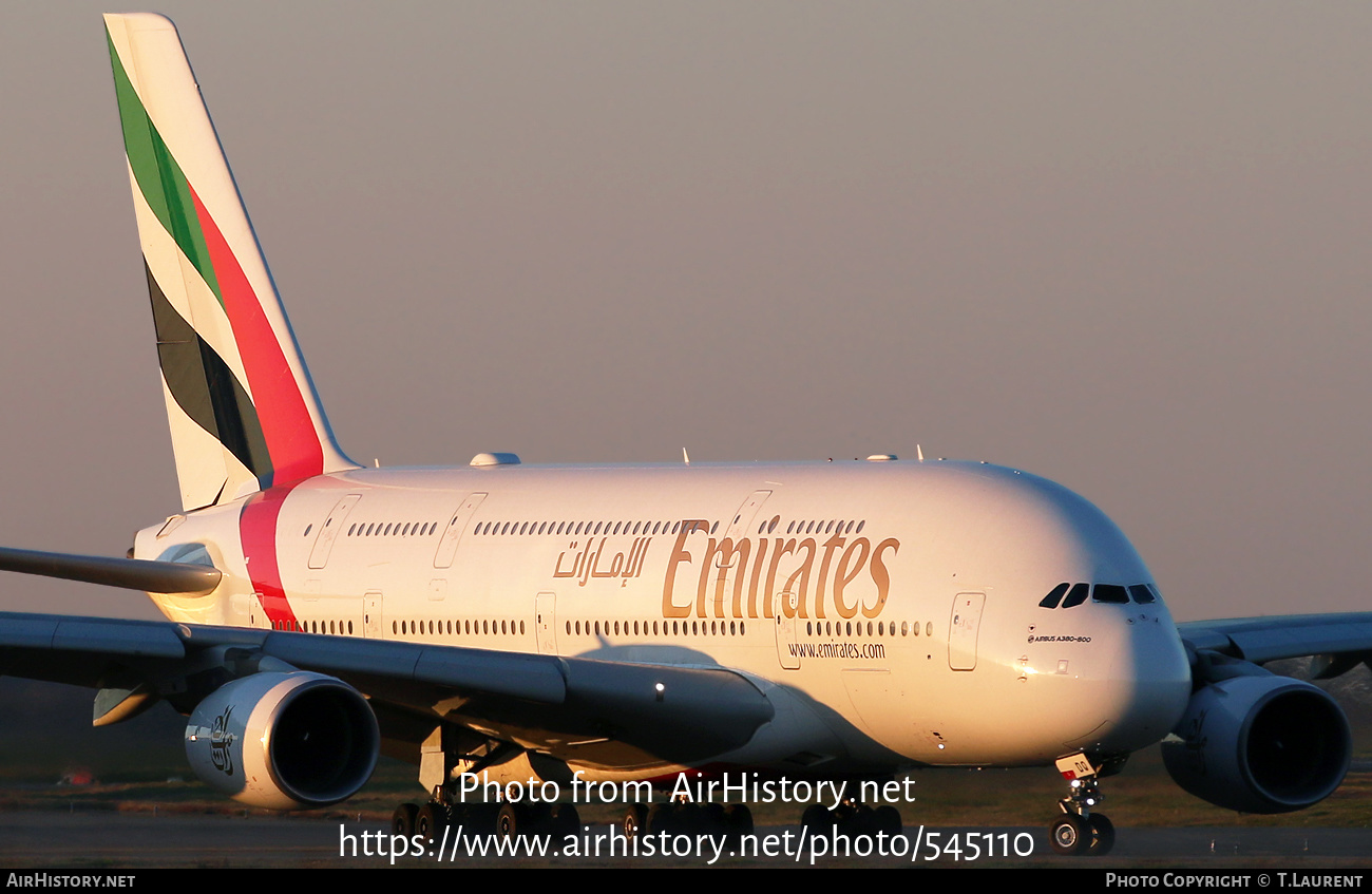 Aircraft Photo of A6-EDQ | Airbus A380-861 | Emirates | AirHistory.net #545110