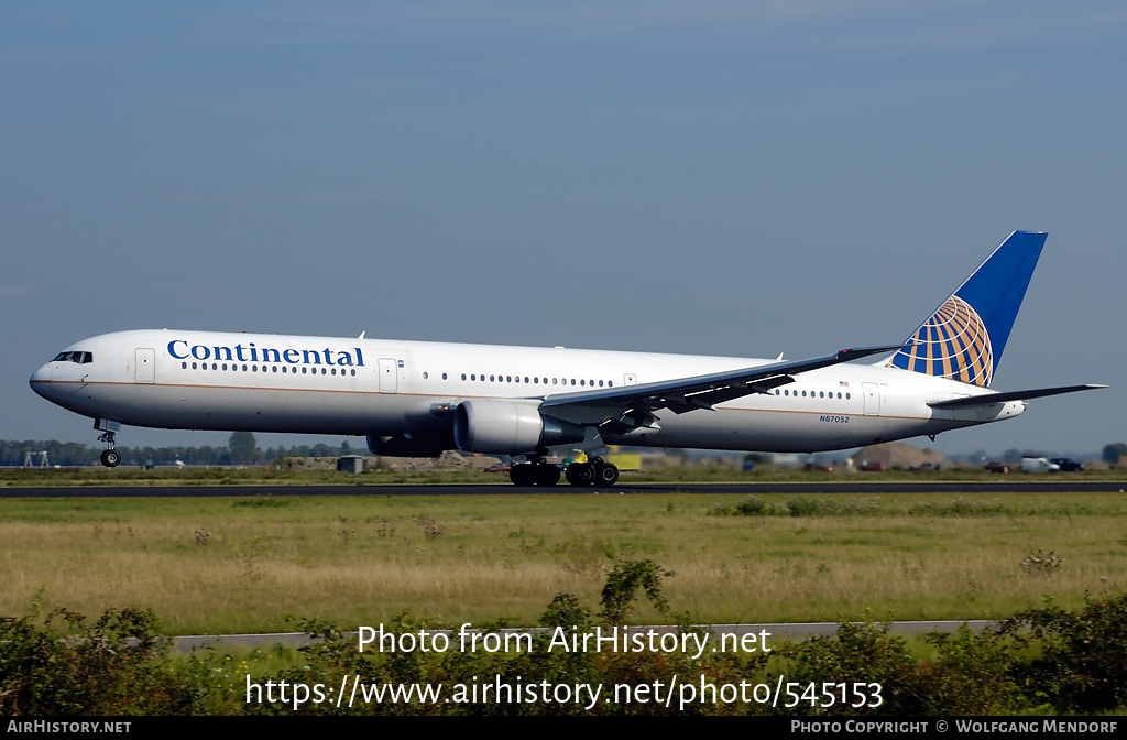 Aircraft Photo of N67052 | Boeing 767-424/ER | Continental Airlines | AirHistory.net #545153