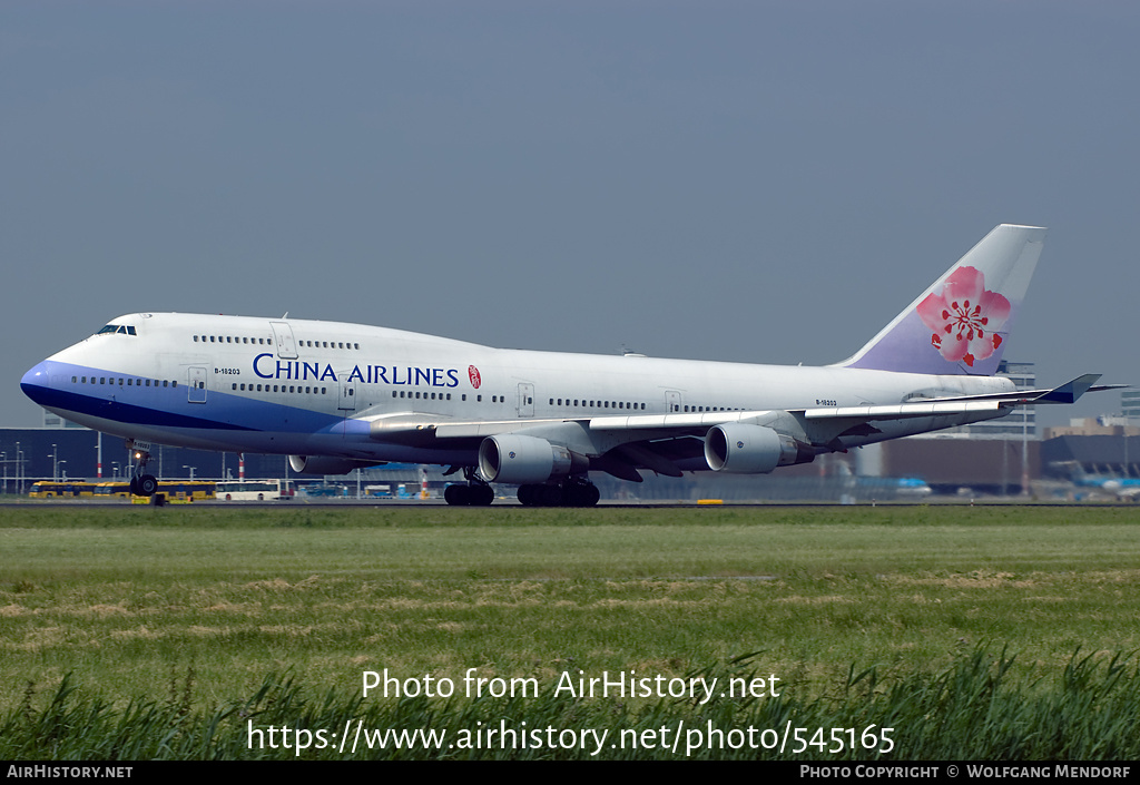 Aircraft Photo of B-18203 | Boeing 747-409 | China Airlines | AirHistory.net #545165