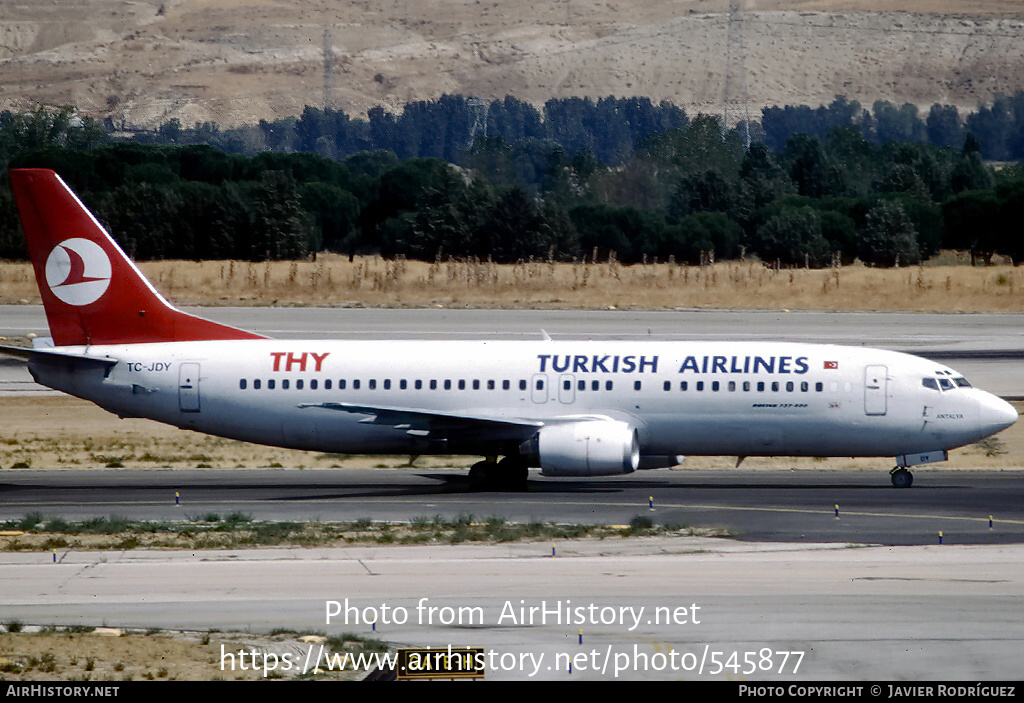 Aircraft Photo of TC-JDY | Boeing 737-4Y0 | THY Türk Hava Yolları - Turkish Airlines | AirHistory.net #545877