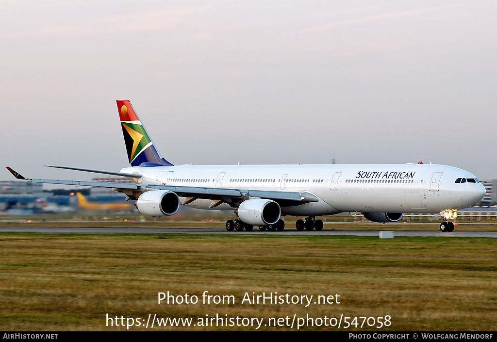 Aircraft Photo of ZS-SNC | Airbus A340-642 | South African Airways | AirHistory.net #547058