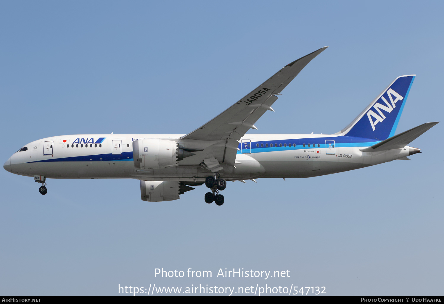 Aircraft Photo of JA805A | Boeing 787-8 Dreamliner | All Nippon Airways - ANA | AirHistory.net #547132