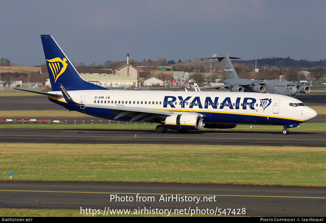 Aircraft Photo of EI-EMB | Boeing 737-8AS | Ryanair | AirHistory.net #547428