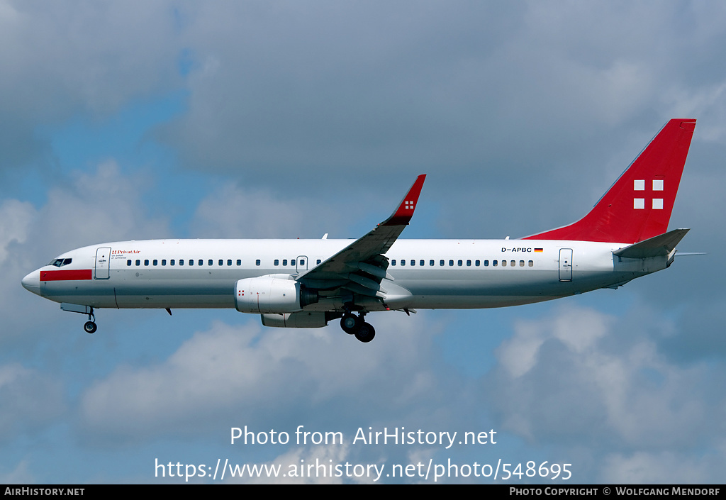 Aircraft Photo of D-APBC | Boeing 737-8BK | PrivatAir | AirHistory.net #548695