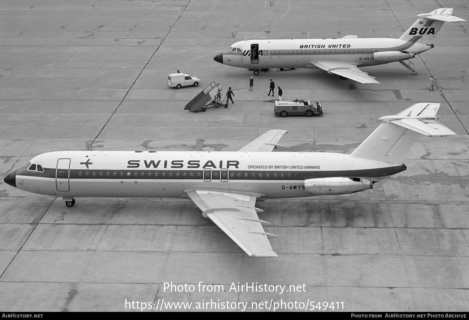 Aircraft Photo of G-AWYS | BAC 111-501EX One-Eleven | Swissair | AirHistory.net #549411