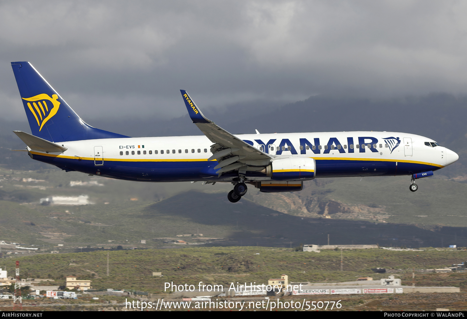 Aircraft Photo of EI-EVS | Boeing 737-8AS | Ryanair | AirHistory.net #550776