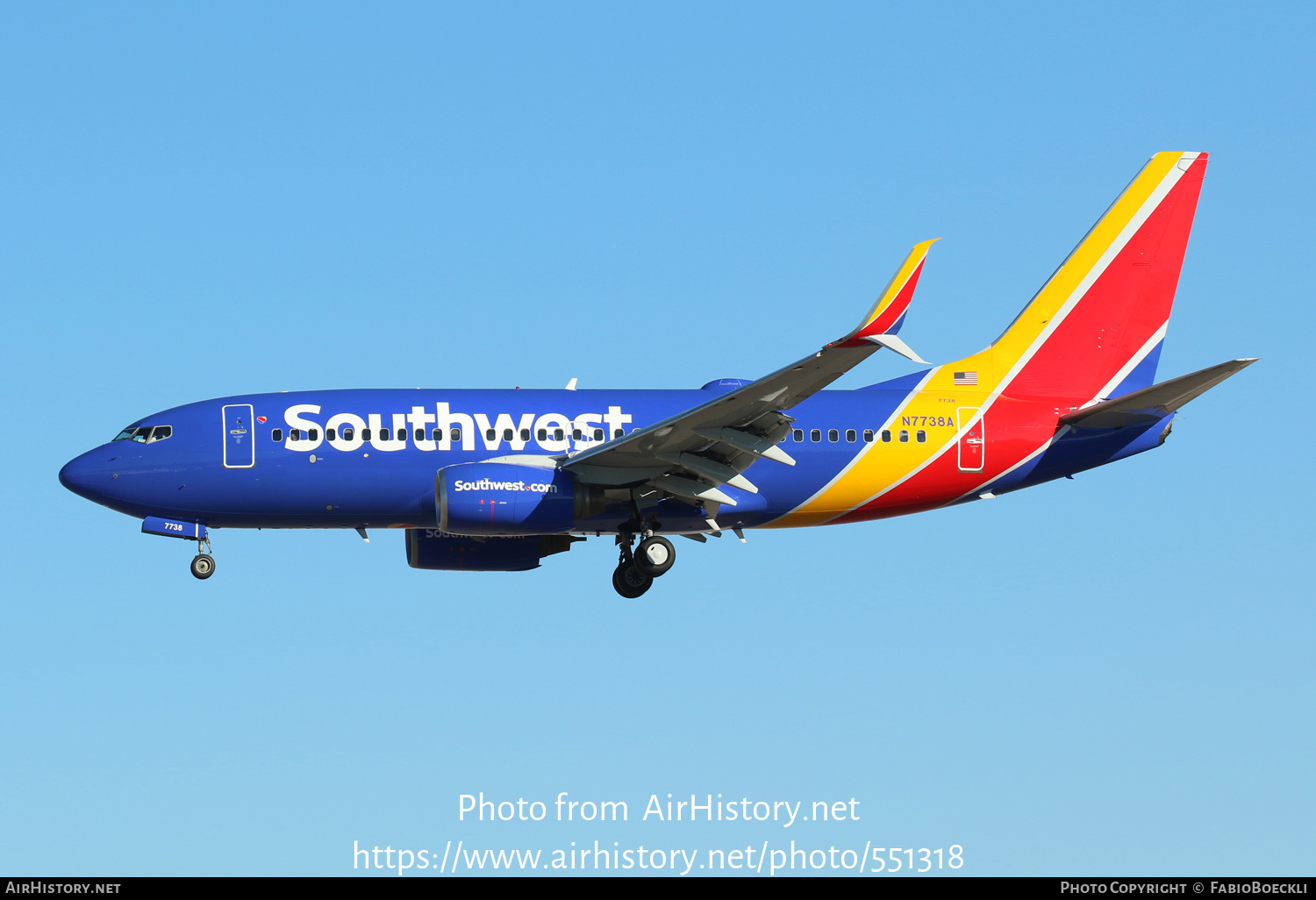 Aircraft Photo of N7738A | Boeing 737-7BD | Southwest Airlines | AirHistory.net #551318