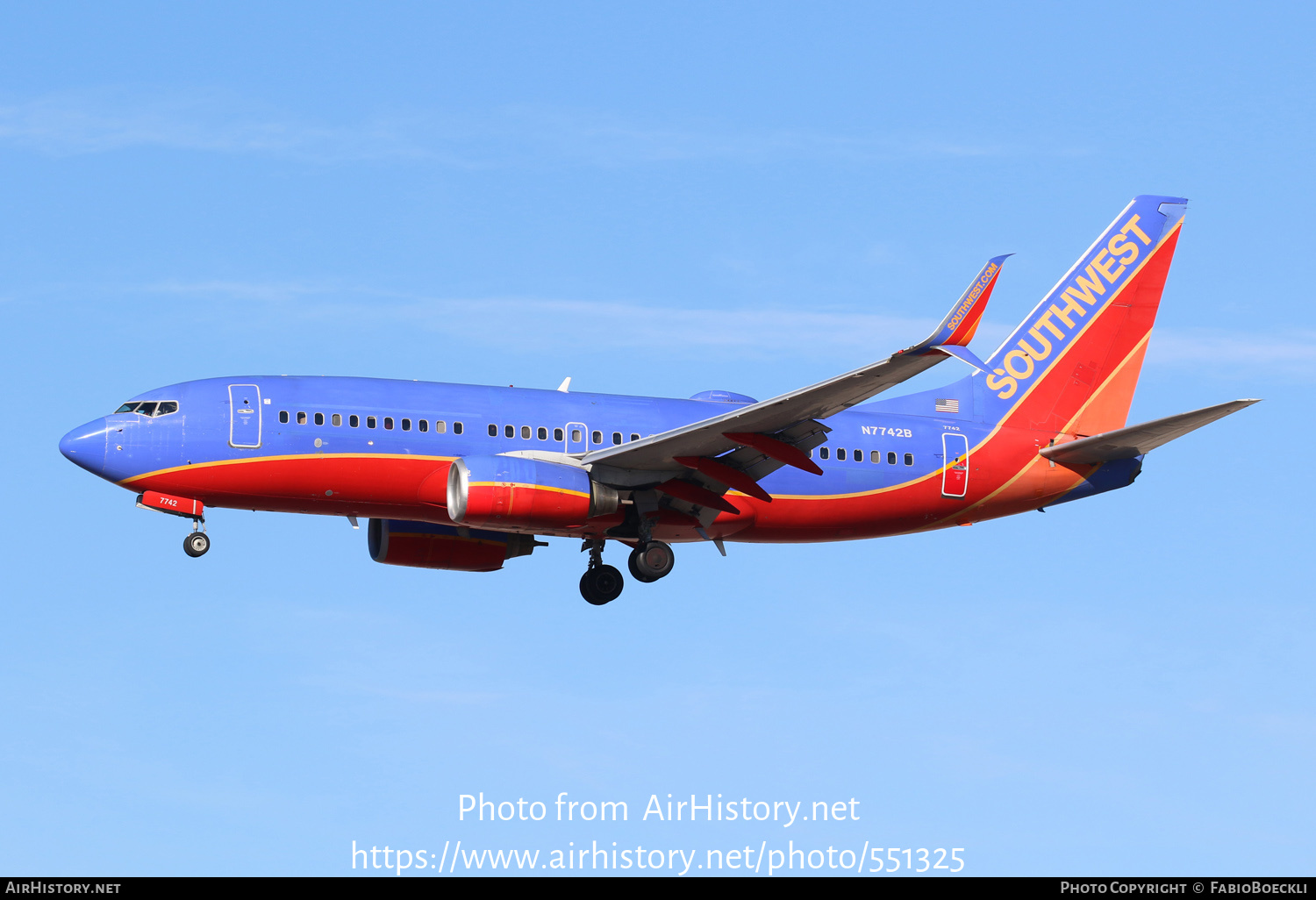 Aircraft Photo of N7742B | Boeing 737-7BD | Southwest Airlines | AirHistory.net #551325