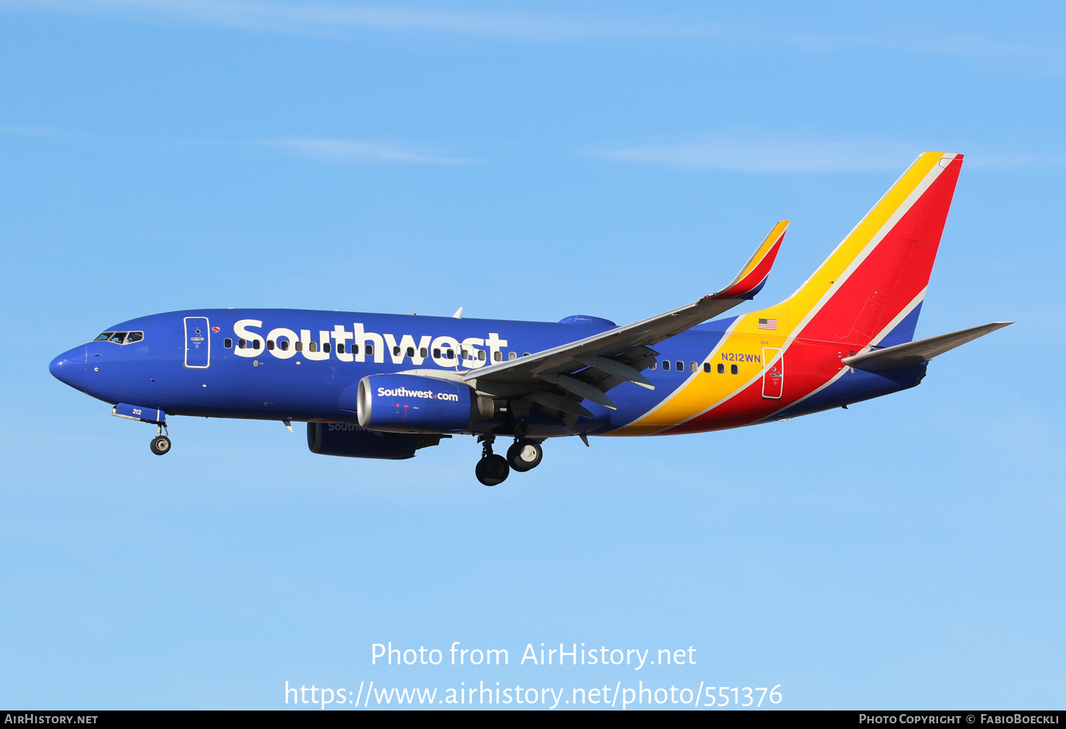 Aircraft Photo of N212WN | Boeing 737-7H4 | Southwest Airlines | AirHistory.net #551376