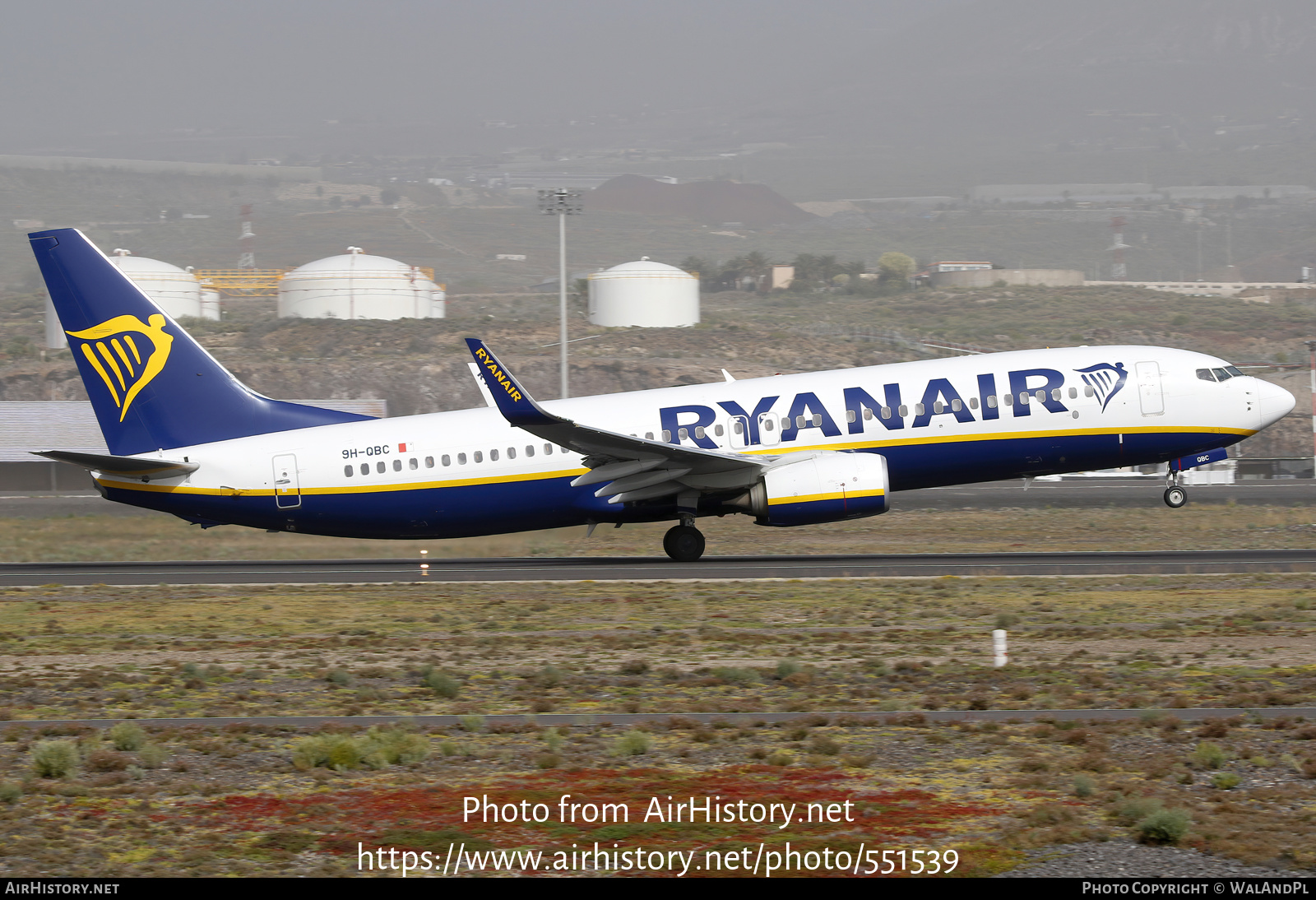 Aircraft Photo of 9H-QBC | Boeing 737-800 | Ryanair | AirHistory.net #551539