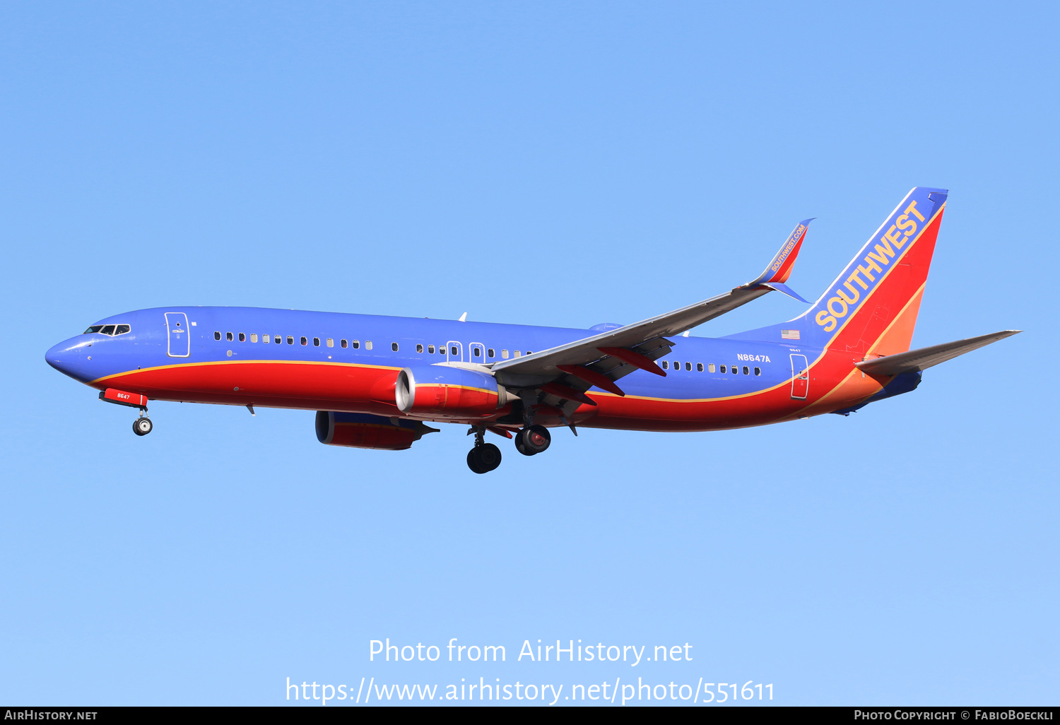 Aircraft Photo of N8647A | Boeing 737-8H4 | Southwest Airlines | AirHistory.net #551611