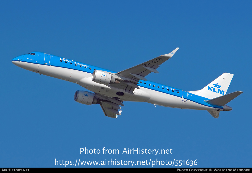 Aircraft Photo of PH-EZD | Embraer 190STD (ERJ-190-100STD) | KLM Cityhopper | AirHistory.net #551636