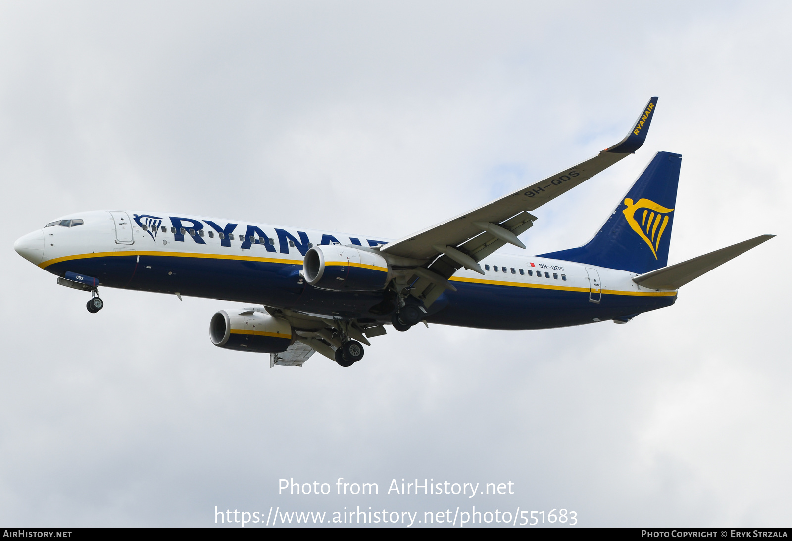 Aircraft Photo of 9H-QDS | Boeing 737-800 | Ryanair | AirHistory.net #551683