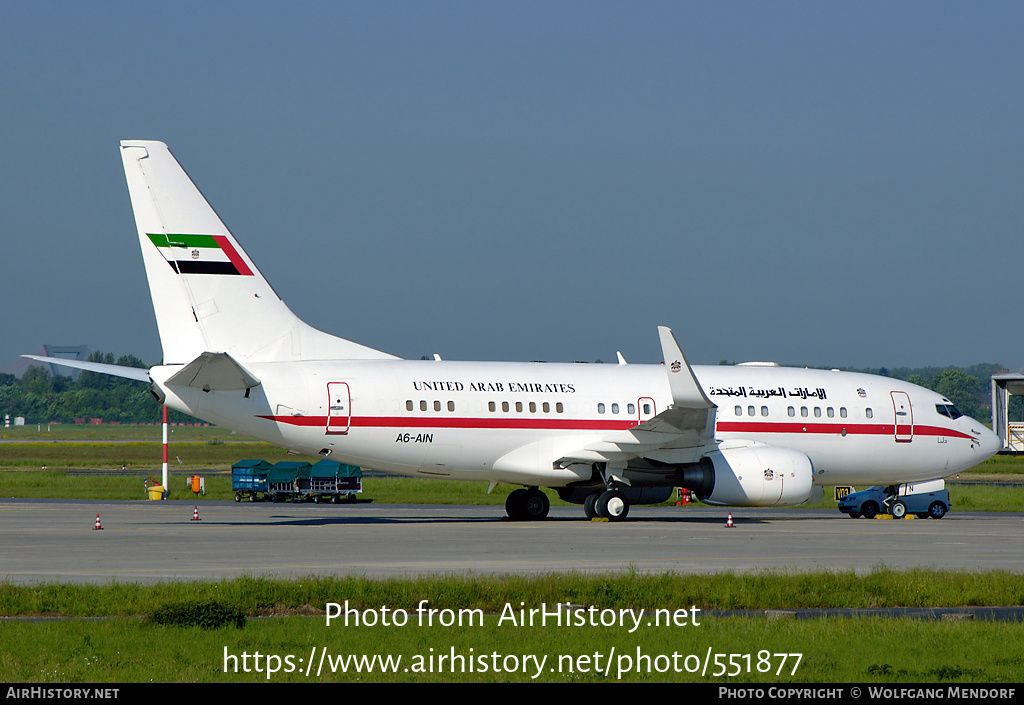 Aircraft Photo of A6-AIN | Boeing 737-7Z5 BBJ | United Arab Emirates Government | AirHistory.net #551877