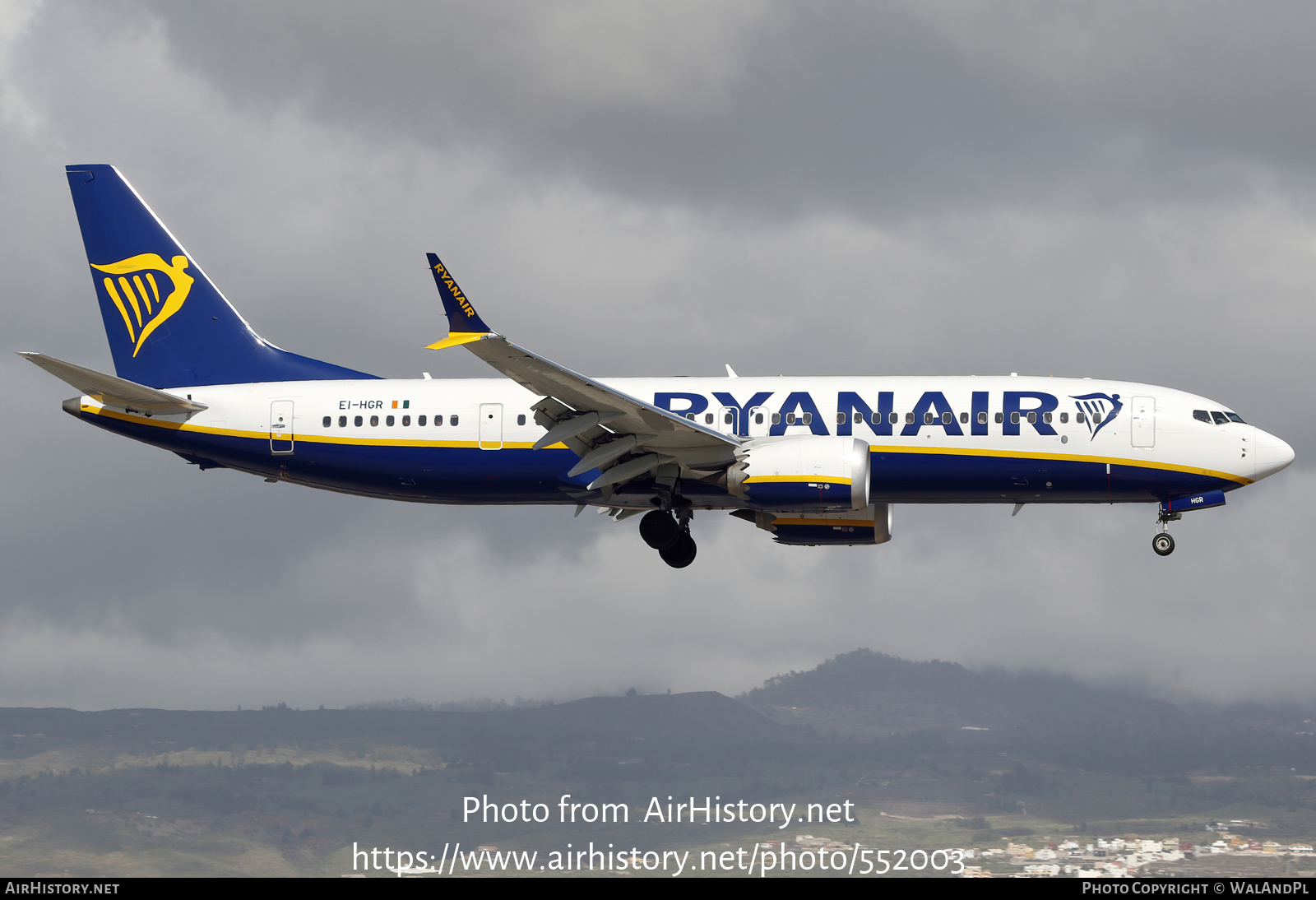 Aircraft Photo of EI-HGR | Boeing 737-8200 Max 200 | Ryanair | AirHistory.net #552003