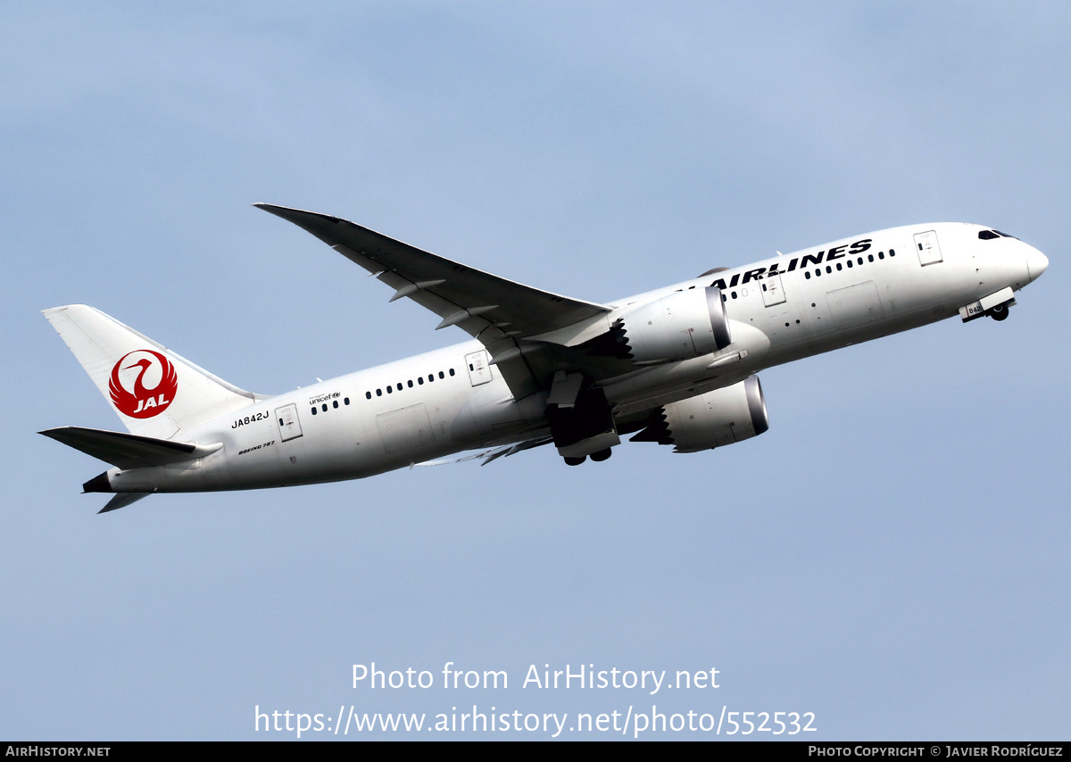 Aircraft Photo of JA842J | Boeing 787-8 Dreamliner | Japan Airlines - JAL | AirHistory.net #552532