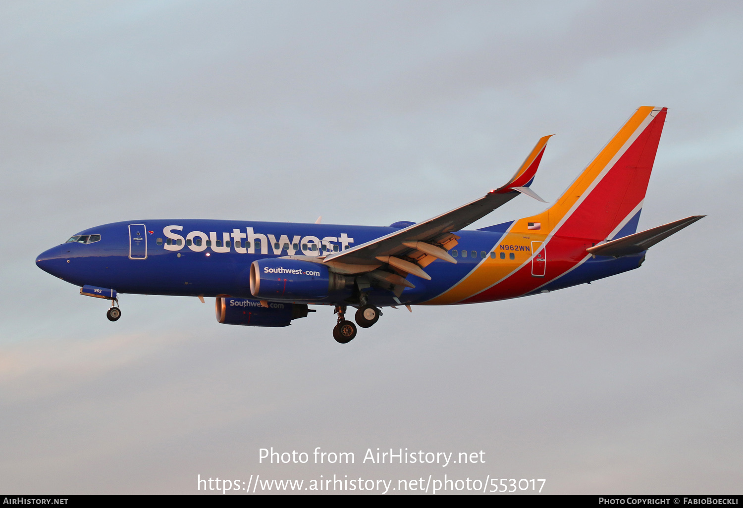 Aircraft Photo of N962WN | Boeing 737-7H4 | Southwest Airlines | AirHistory.net #553017