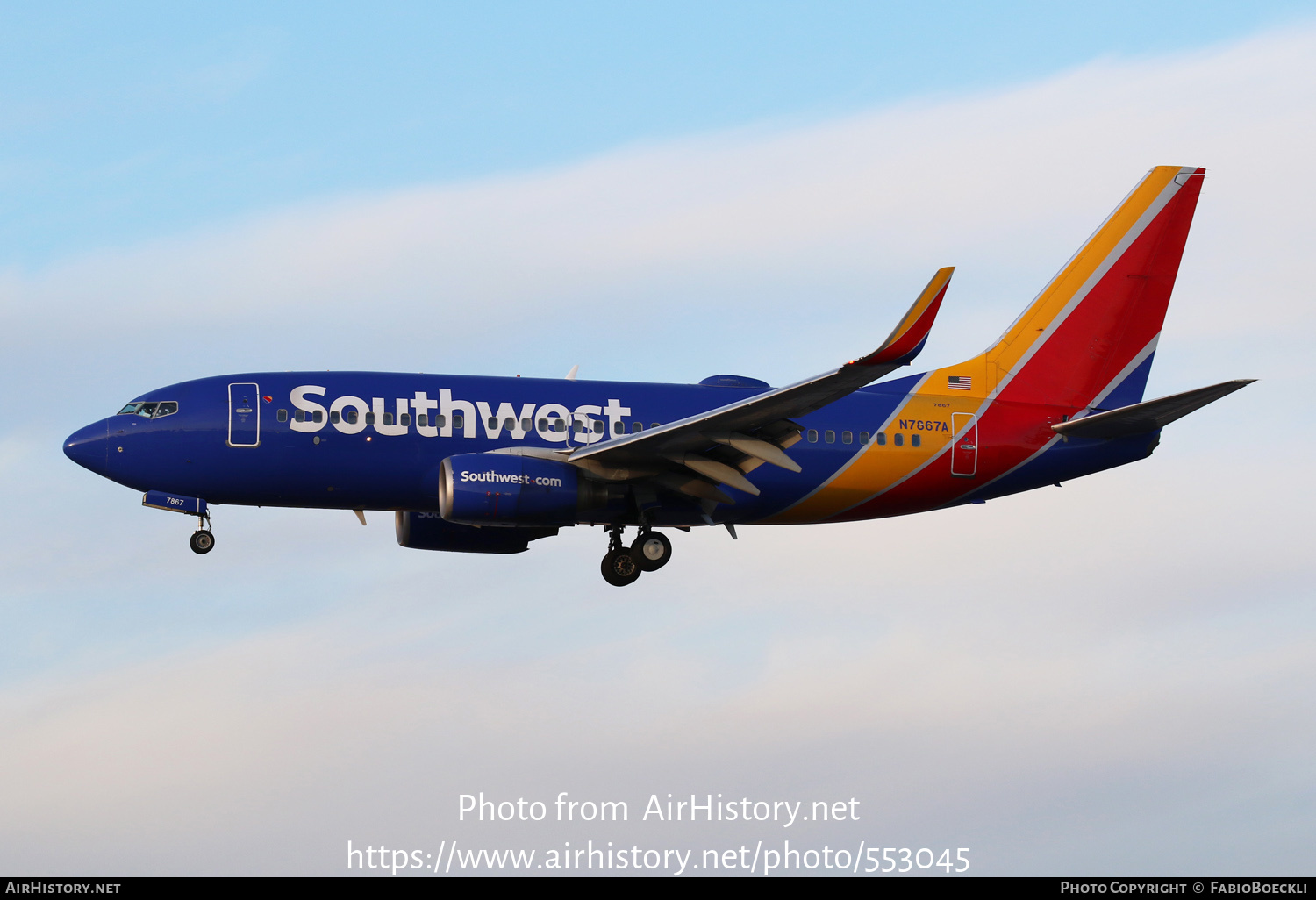 Aircraft Photo of N7867A | Boeing 737-7Q8 | Southwest Airlines | AirHistory.net #553045