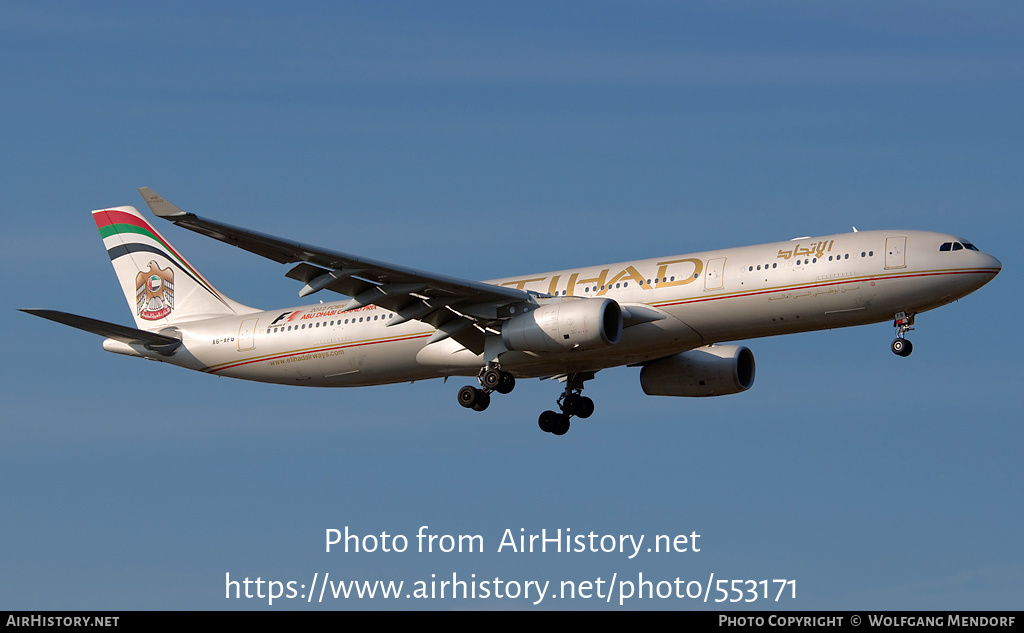 Aircraft Photo of A6-AFB | Airbus A330-343 | Etihad Airways | AirHistory.net #553171