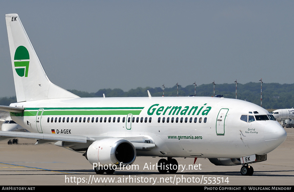 Aircraft Photo of D-AGEK | Boeing 737-3M8 | Germania | AirHistory.net #553514