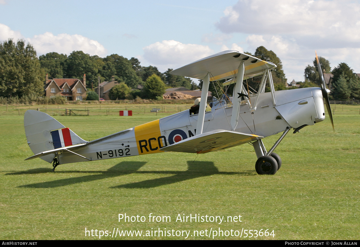 Aircraft Photo of G-DHZF / N9192 | De Havilland D.H. 82A Tiger Moth II | UK - Air Force | AirHistory.net #553664