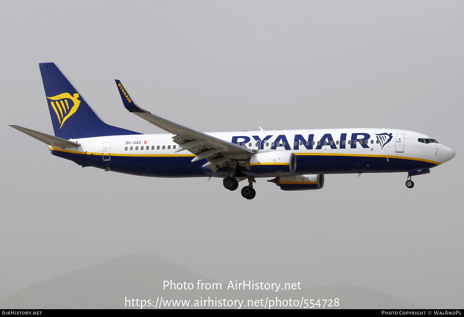 Aircraft Photo of 9H-QAD | Boeing 737-800 | Ryanair | AirHistory.net #554728