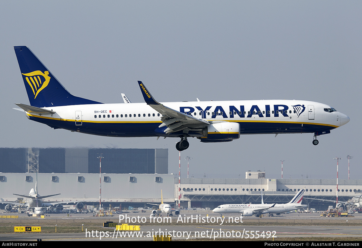 Aircraft Photo of 9H-QEC | Boeing 737-800 | Ryanair | AirHistory.net #555492