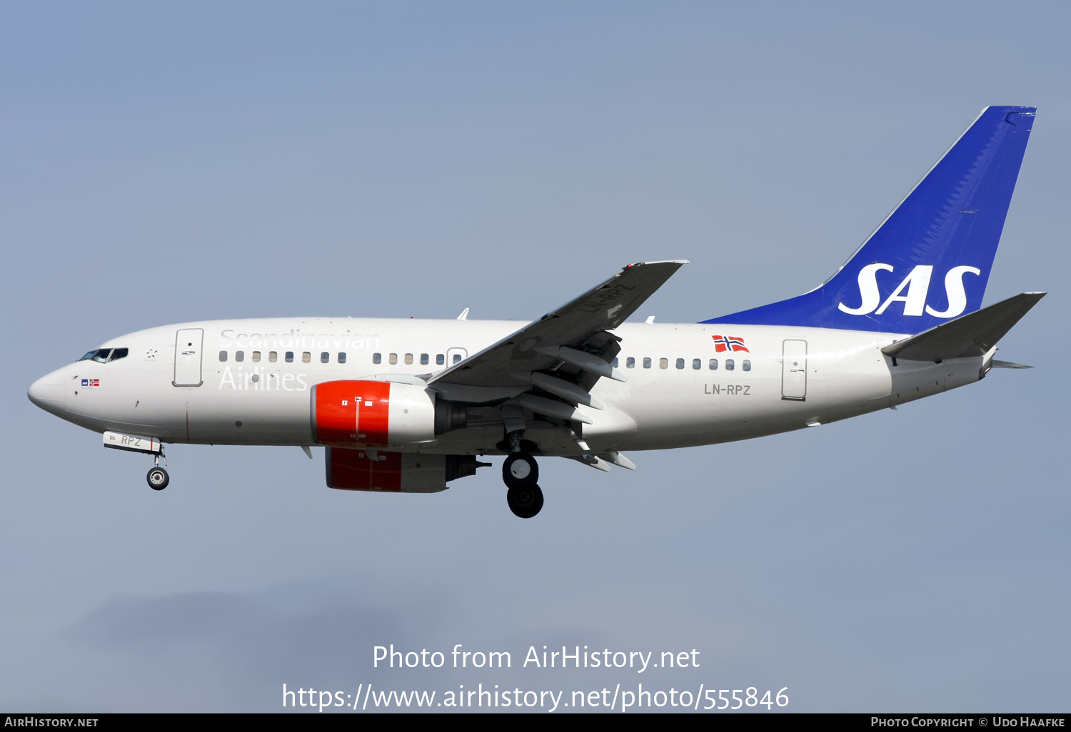 Aircraft Photo of LN-RPZ | Boeing 737-683 | Scandinavian Airlines - SAS | AirHistory.net #555846