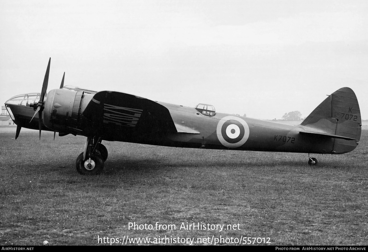 Aircraft Photo of K7072 | Bristol 149 Blenheim Mk4 | UK - Air Force | AirHistory.net #557012