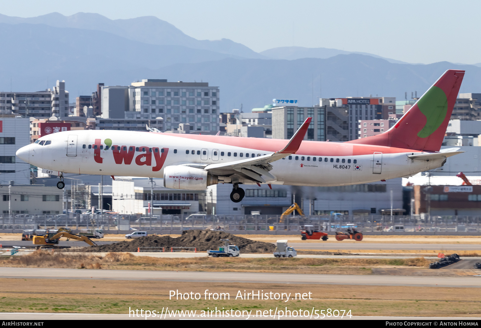 Aircraft Photo of HL8047 | Boeing 737-8BK | T'way Air | AirHistory.net #558074