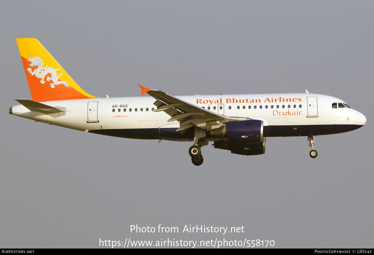 Aircraft Photo of A5-RGG | Airbus A319-115 | Drukair - Royal Bhutan Airlines | AirHistory.net #558170