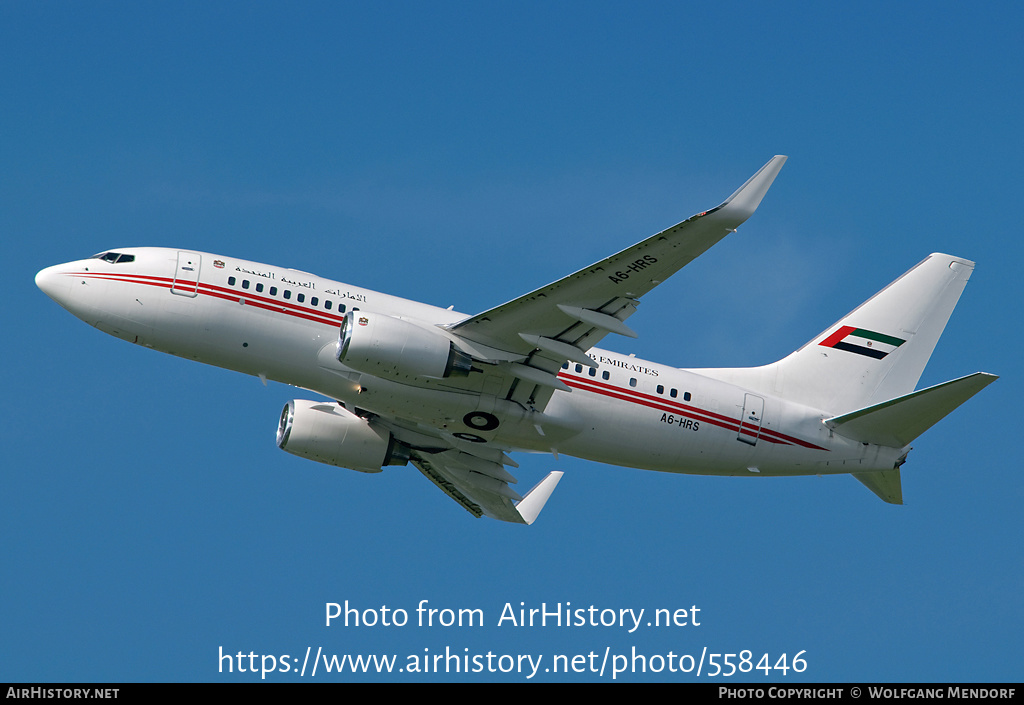 Aircraft Photo of A6-HRS | Boeing 737-7EO BBJ | United Arab Emirates Government | AirHistory.net #558446