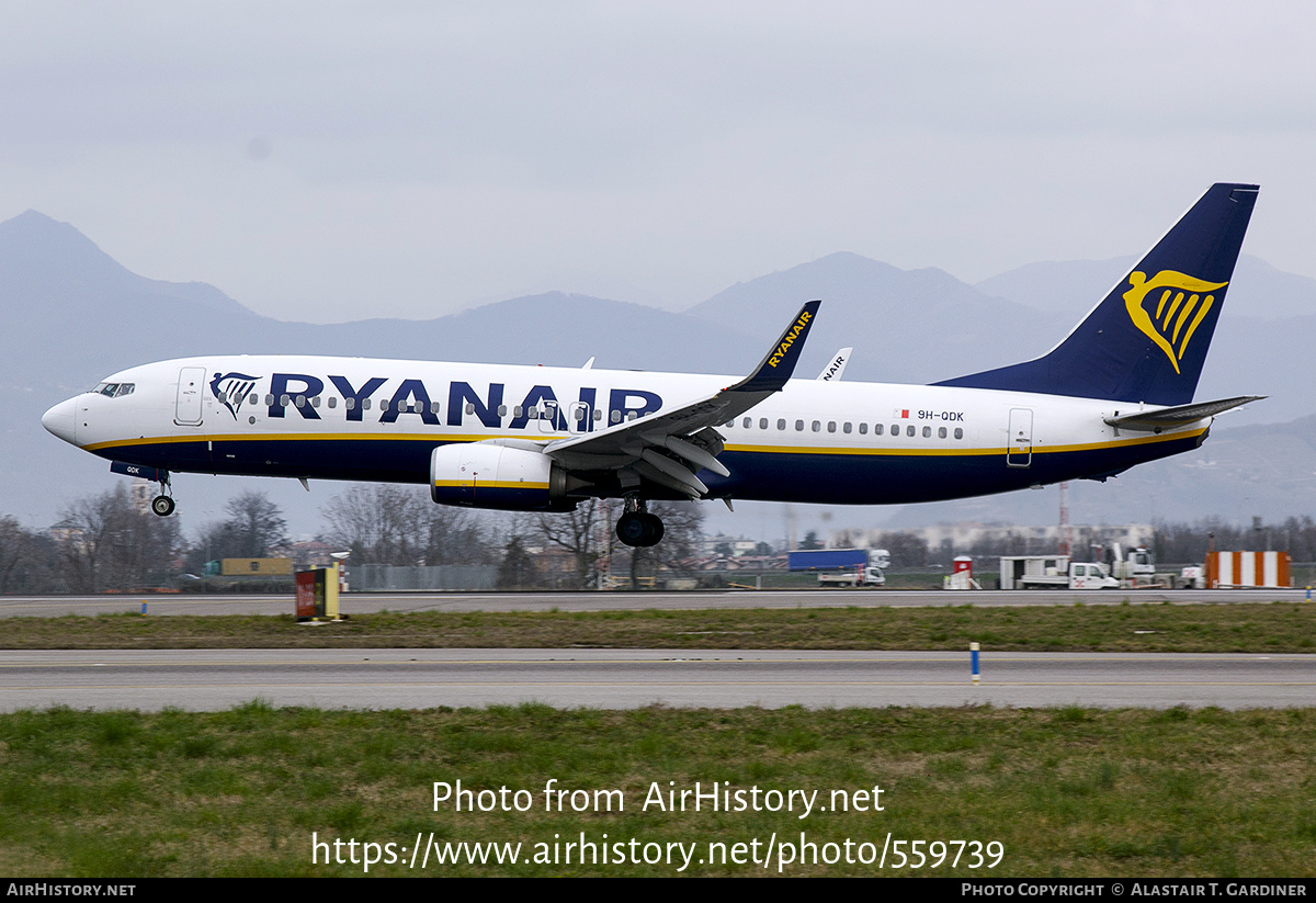 Aircraft Photo of 9H-QDK | Boeing 737-800 | Ryanair | AirHistory.net #559739