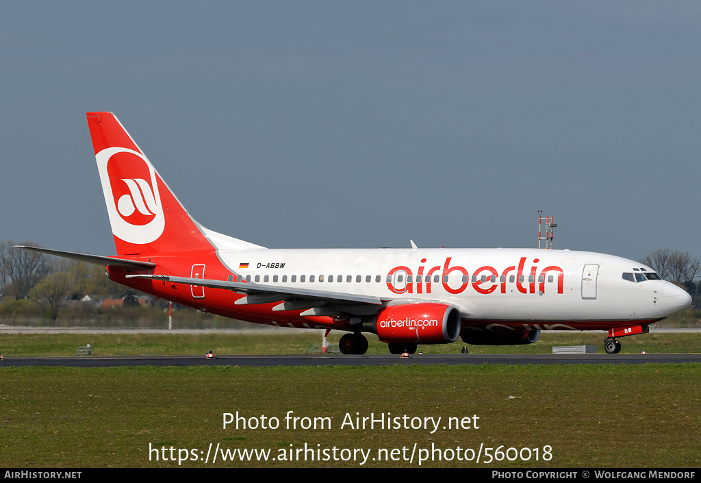 Aircraft Photo of D-ABBW | Boeing 737-7Q8 | Air Berlin | AirHistory.net #560018