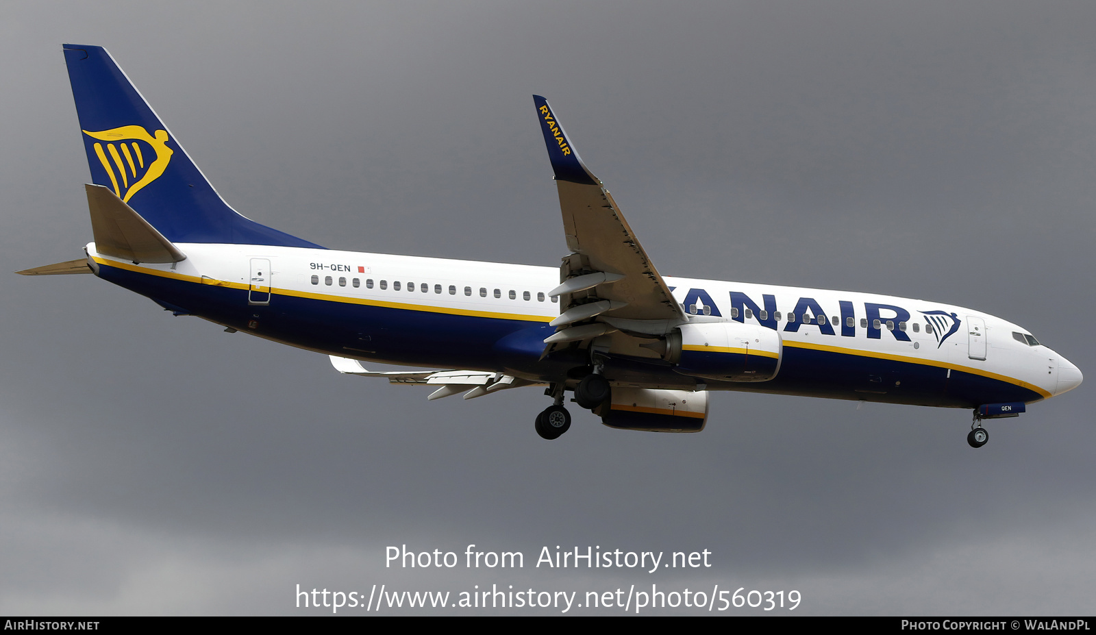 Aircraft Photo of 9H-QEN | Boeing 737-800 | Ryanair | AirHistory.net #560319