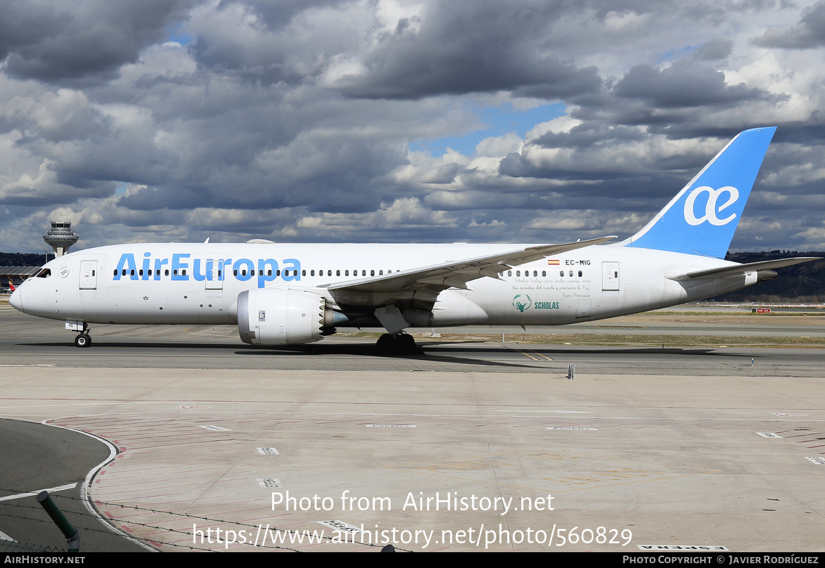 Aircraft Photo of EC-MIG | Boeing 787-8 Dreamliner | Air Europa | AirHistory.net #560829