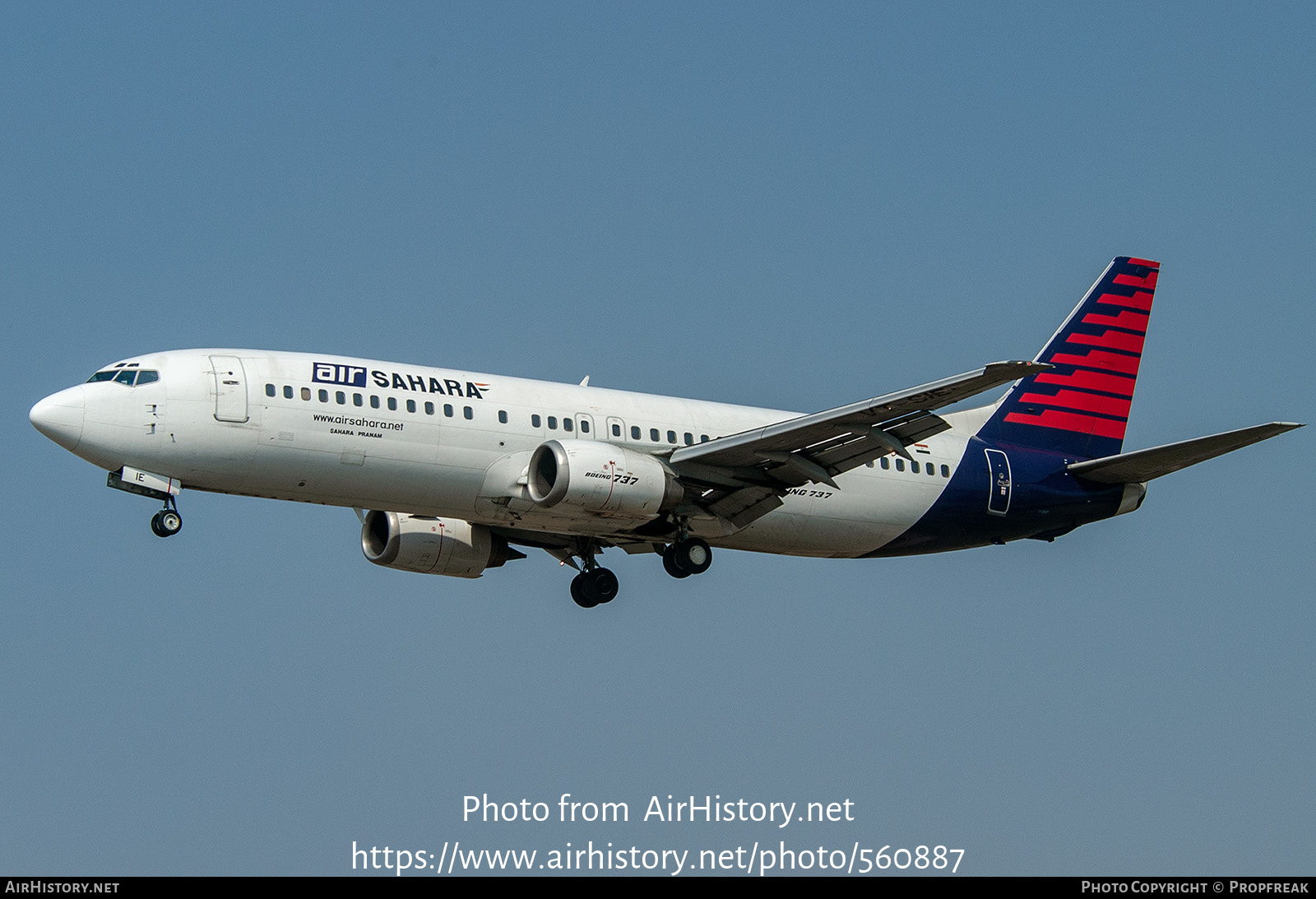 Aircraft Photo of VT-SIE | Boeing 737-4Q8 | Air Sahara | AirHistory.net #560887