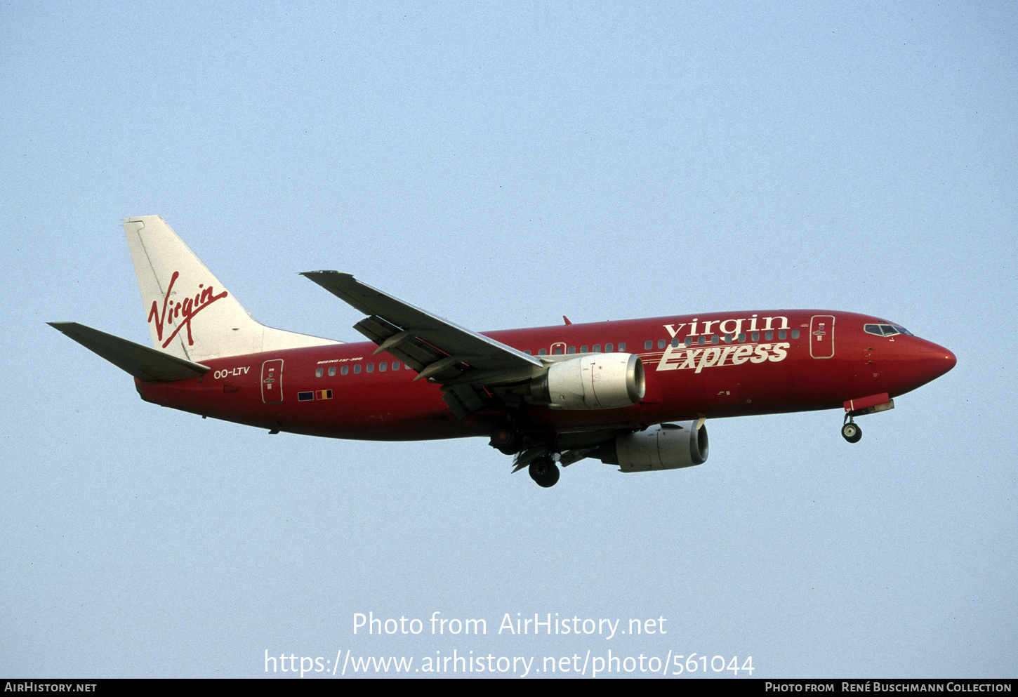 Aircraft Photo of OO-LTV | Boeing 737-3Y0 | Virgin Express | AirHistory.net #561044