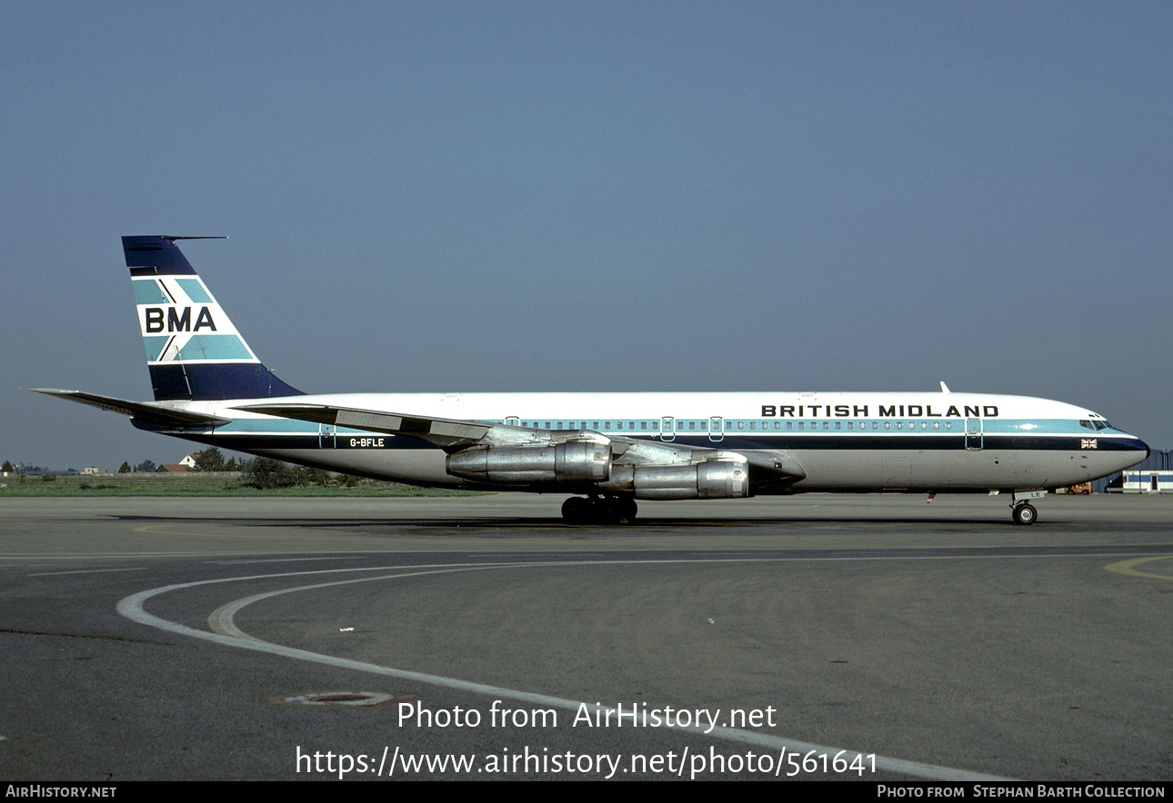 Aircraft Photo of G-BFLE | Boeing 707-338C | British Midland Airways - BMA | AirHistory.net #561641