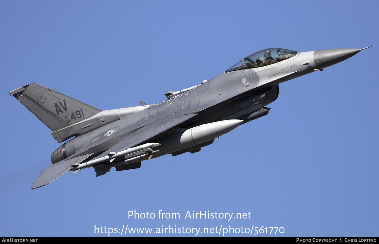 Aircraft Photo of 88-0491 / AF88-491 | General Dynamics F-16C Fighting Falcon | USA - Air Force | AirHistory.net #561770