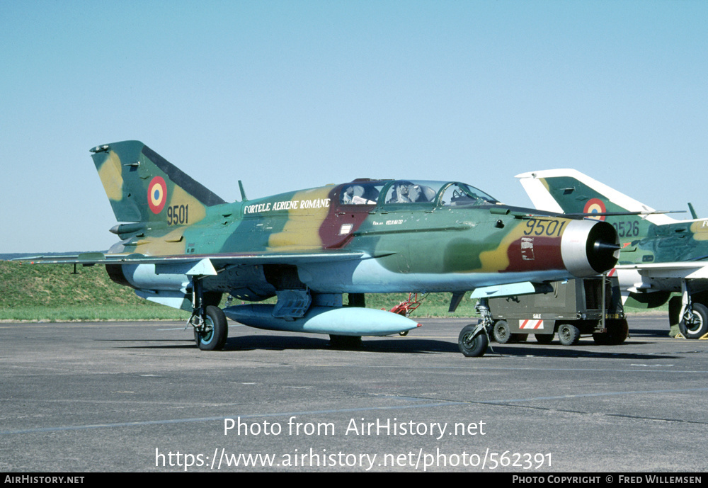 Aircraft Photo of 9501 | Mikoyan-Gurevich MiG-21UM Lancer B | Romania - Air Force | AirHistory.net #562391