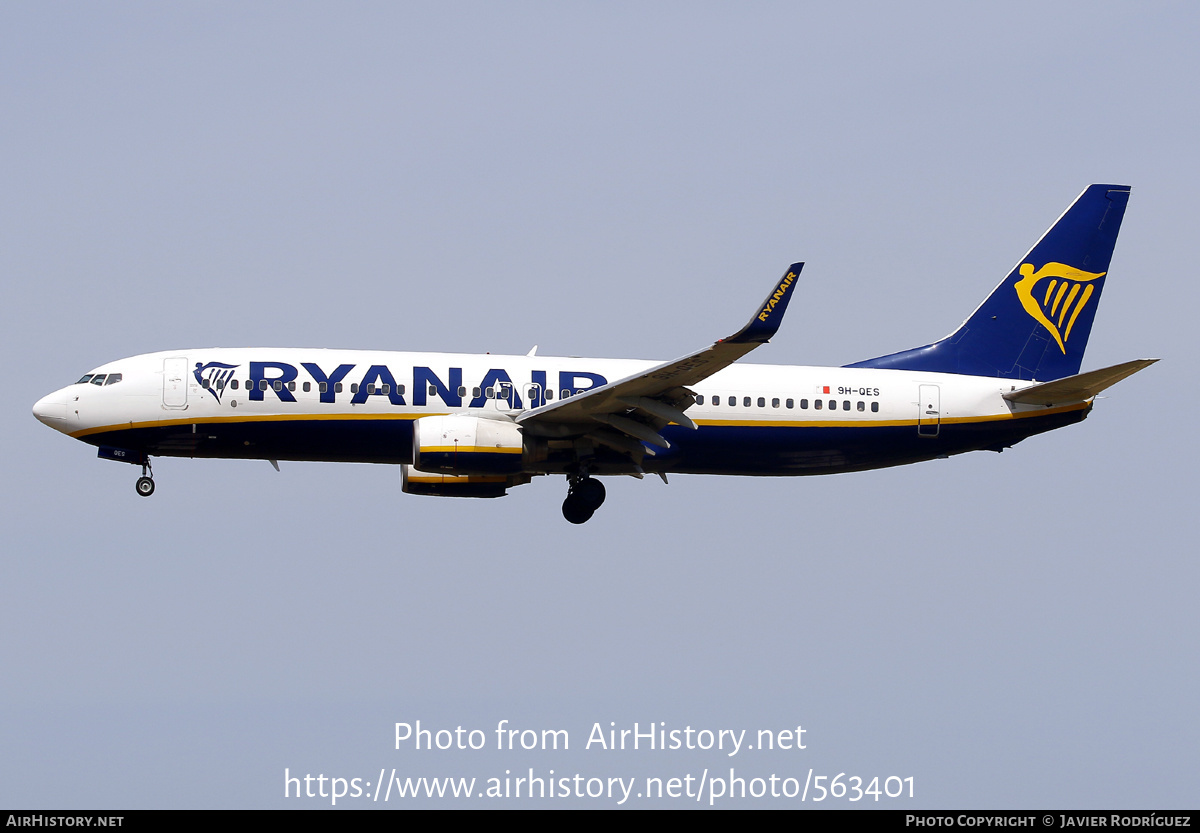 Aircraft Photo of 9H-QES | Boeing 737-8AS | Ryanair | AirHistory.net #563401